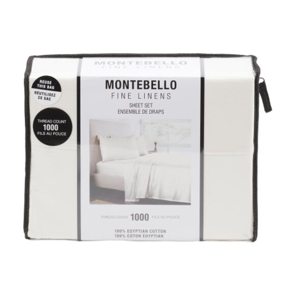 MONTEBELLO 1000tc Egyptian Cotton Sheet Set In Off White NWT - Picture 1 of 3